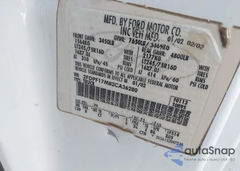 2002 Ford F-150 Xl z USA, uszkodzony, nr VIN 2FDPF17M82CA36280